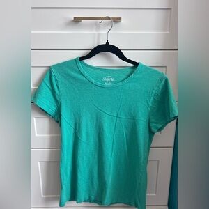 J. Crew Green Fitted Short Sleeve Studio Tee